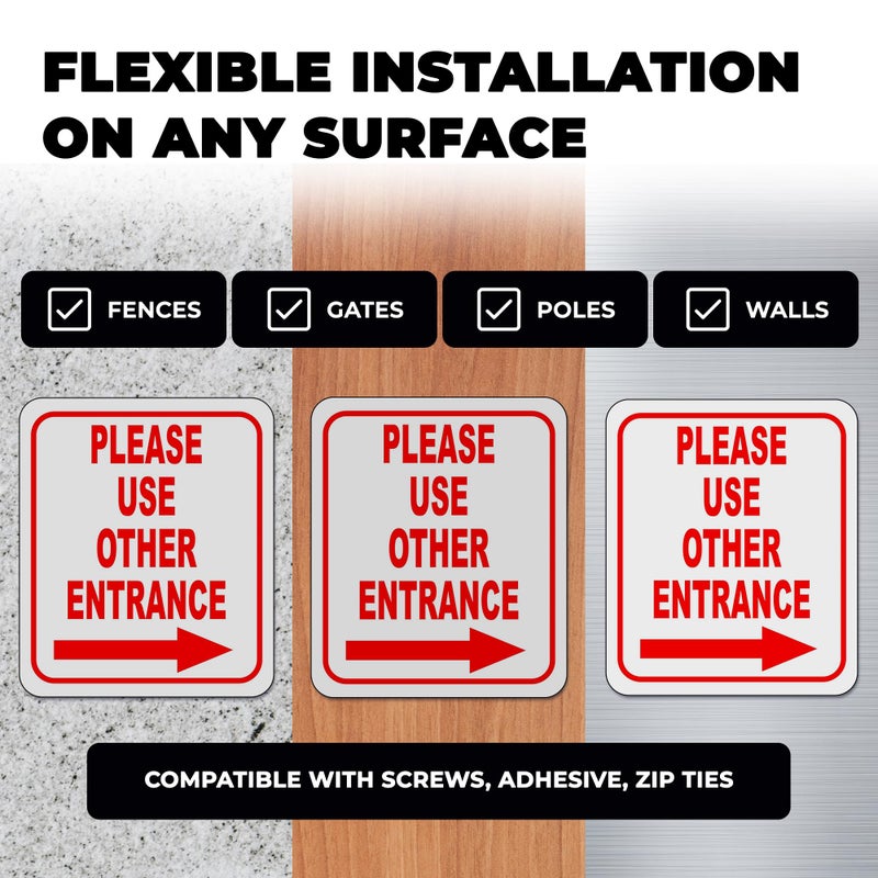 Work House Signs Please Use Other Entrance Left Arrow Aluminum Composite Outdoor Sign 8.5" x 10" â€“ Durable Vinyl, Aluminum, and Plastic Construction â€“ Durable, Easy Installation - Image 5